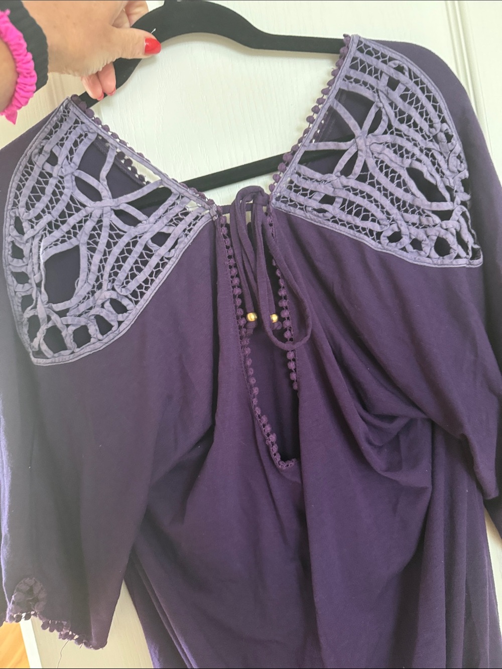 l*space Purple Crochet-Trim Swim Coverup/shorts romper